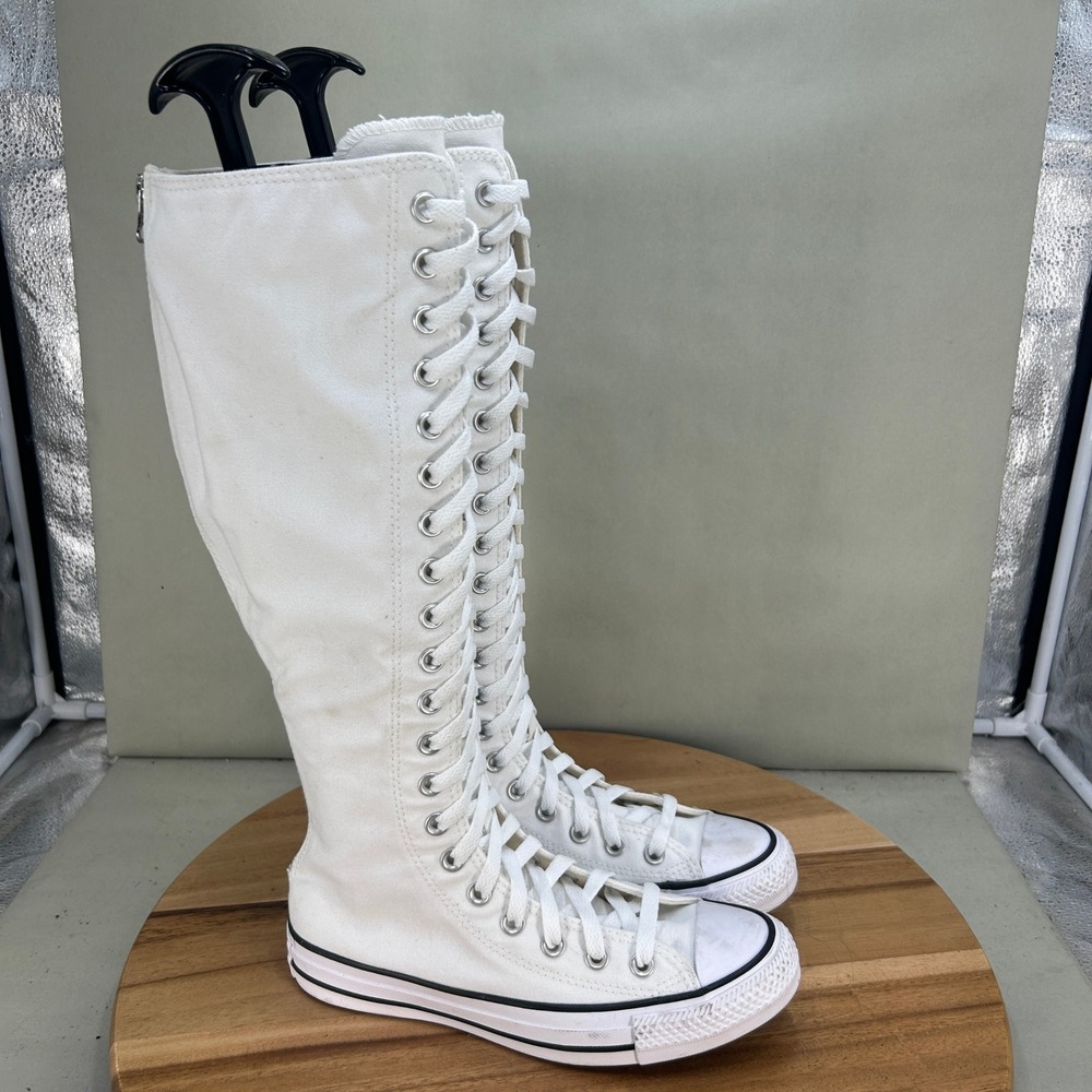 Converse Chuck Taylor All Star XX Hi Knee High White Canvas Boots Size 6.5